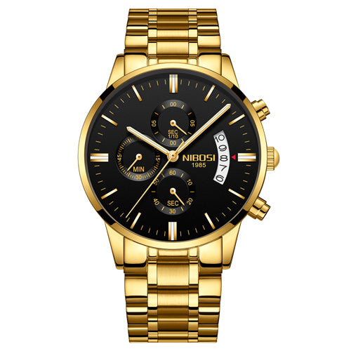 Luxury Men's Chronograph Sport Watch – Waterproof Full Steel Quartz Gold