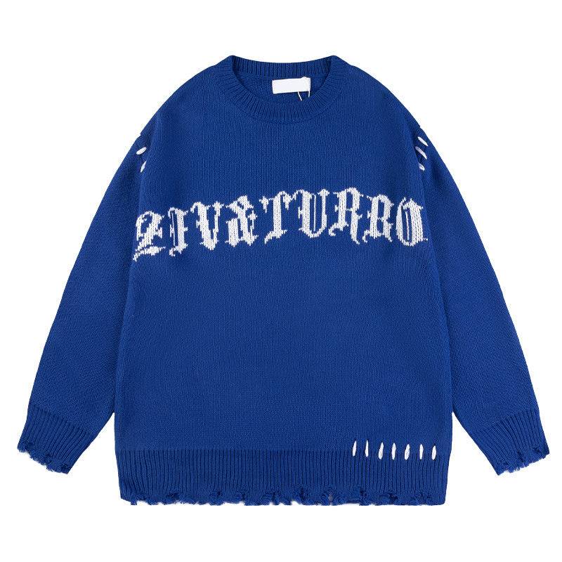 Lazy Loose Edition Casual Sweater Knitwear For Men And Women Blue