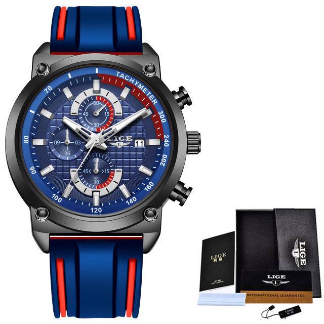 New Creative Design Blue Watches Men Luxury Quartz Wristwatch Stainless Steel Chronograph Sport Men Watch Relogio Masculino Black blue