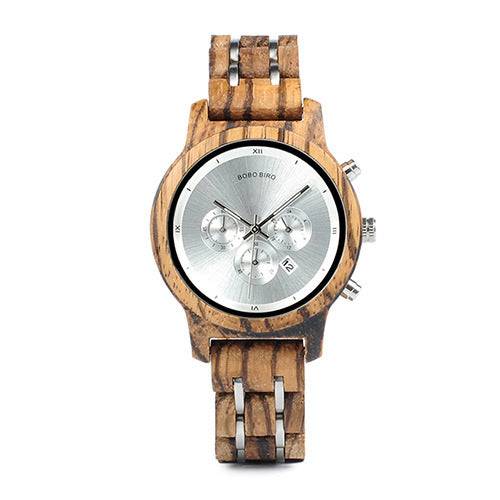 Wooden Watch For Men Silver