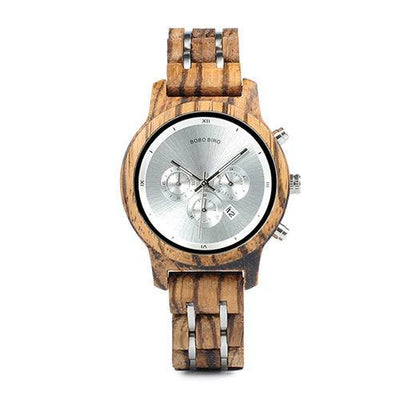 Wooden Watch For Men Silver