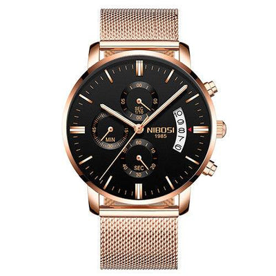 Men Watch Chronograph Sport Mens Watches Top Brand Luxury Waterproof Full Steel Quartz Gold Clock Men Relogio Masculino Rose black