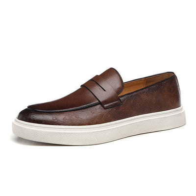 Breathable British Style Loafers Men Brown