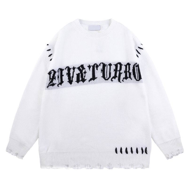 Lazy Loose Edition Casual Sweater Knitwear For Men And Women White