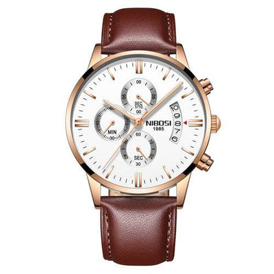 Men Watch Chronograph Sport Mens Watches Top Brand Luxury Waterproof Full Steel Quartz Gold Clock Men Relogio Masculino Brown rose white