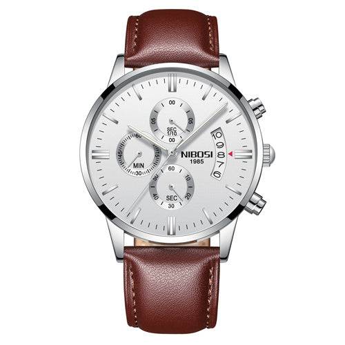 Men Watch Chronograph Sport Mens Watches Top Brand Luxury Waterproof Full Steel Quartz Gold Clock Men Relogio Masculino Brown white