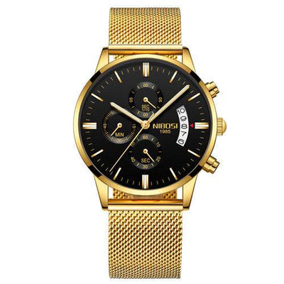 Men Watch Chronograph Sport Mens Watches Top Brand Luxury Waterproof Full Steel Quartz Gold Clock Men Relogio Masculino A gold black