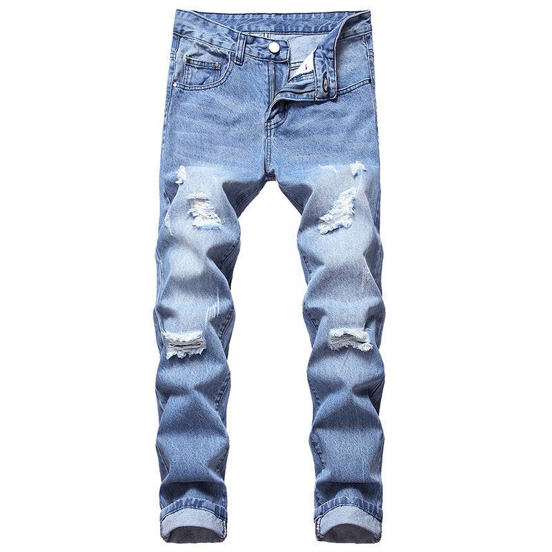 Fashion Ripped Cool Jeans Men Light Blue