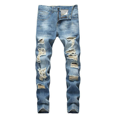 Fashion Ripped Cool Jeans Men Blue